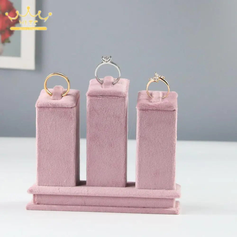 Jewelry Organizer Earring Necklace Display Stand Quality Pink Velvet Ring Tray Pendant Storage Plate Watch Bracelet Holder