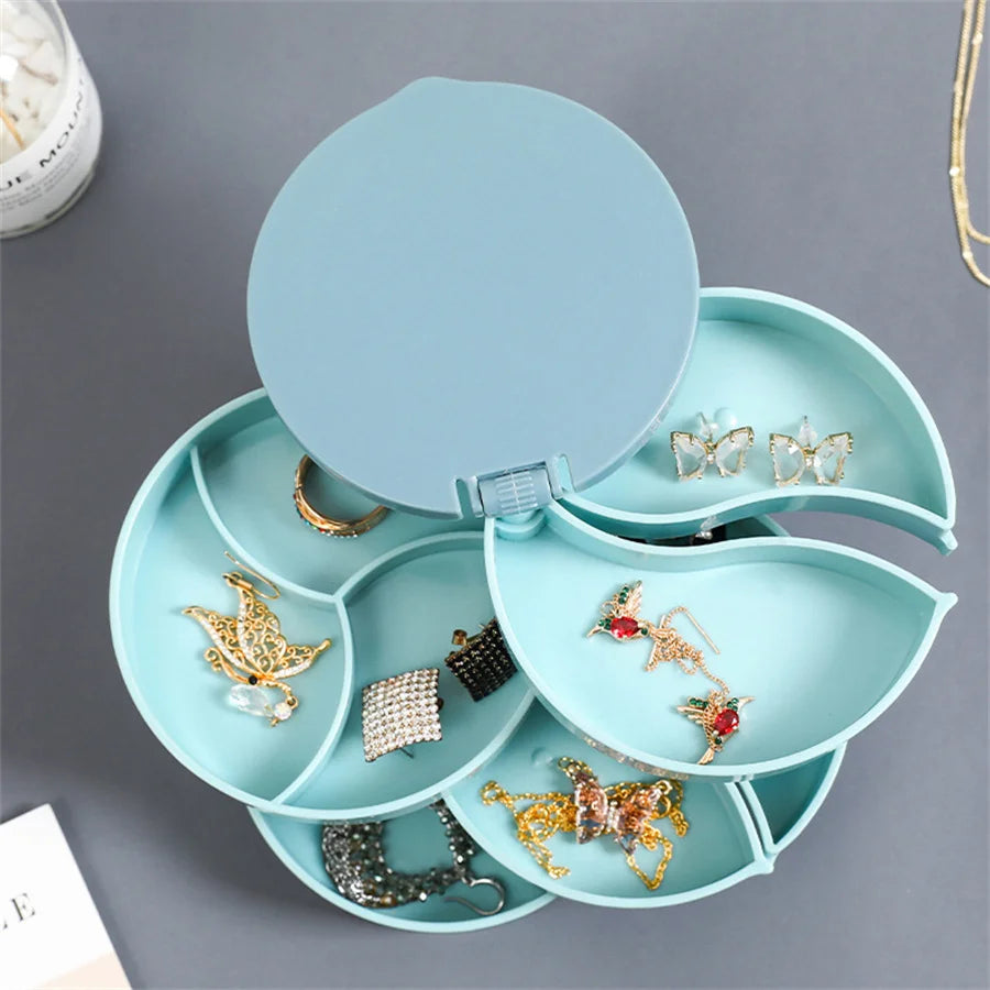 4-Layer Rotating Jewelry Storage Box Necklace Earrings Ring Organizer Holder Multi-Layer Plastic Small Items Packaging Box