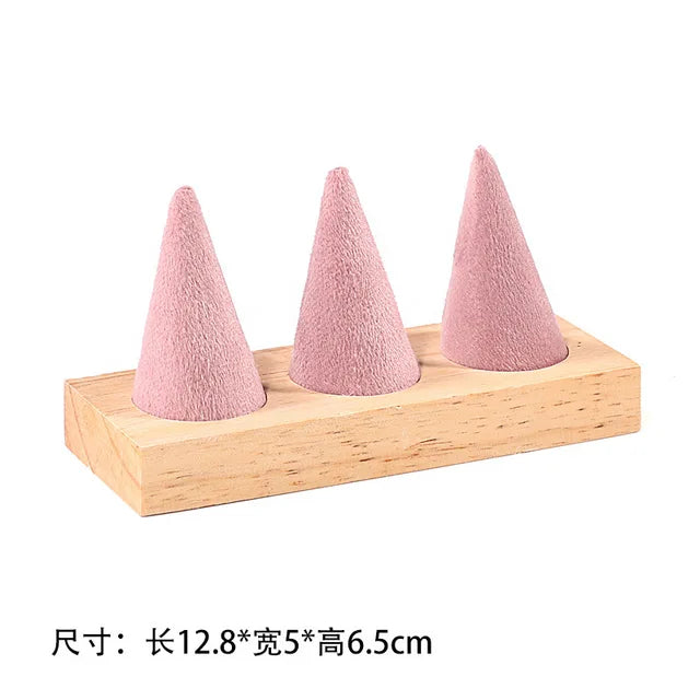 Solid Wood Pink Velvet Jewelry Exhibitor Stand Ring Earrings Storage Stand Bracelet Watch Display Stand