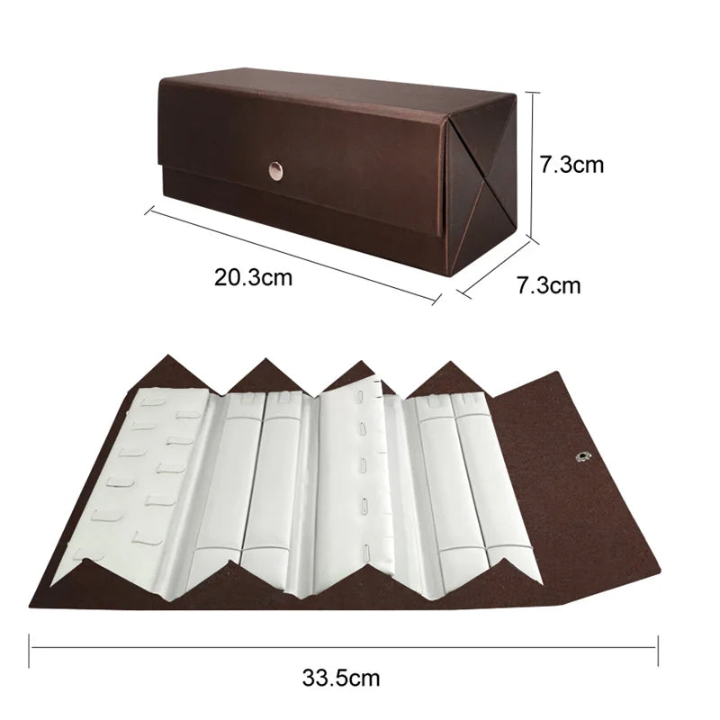 1 Piece Black Pu Jewelry Display Storage Case Pendant Chain Bracelet Organizer Casket Ring Earring Protection Travel Roll Bag