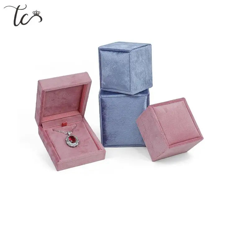 New Velvet Boxes for Ring and Necklace Jewelry Packaging Box Weeding Ring Case Pendant Necklace Holder Valentine's Day Gift Box