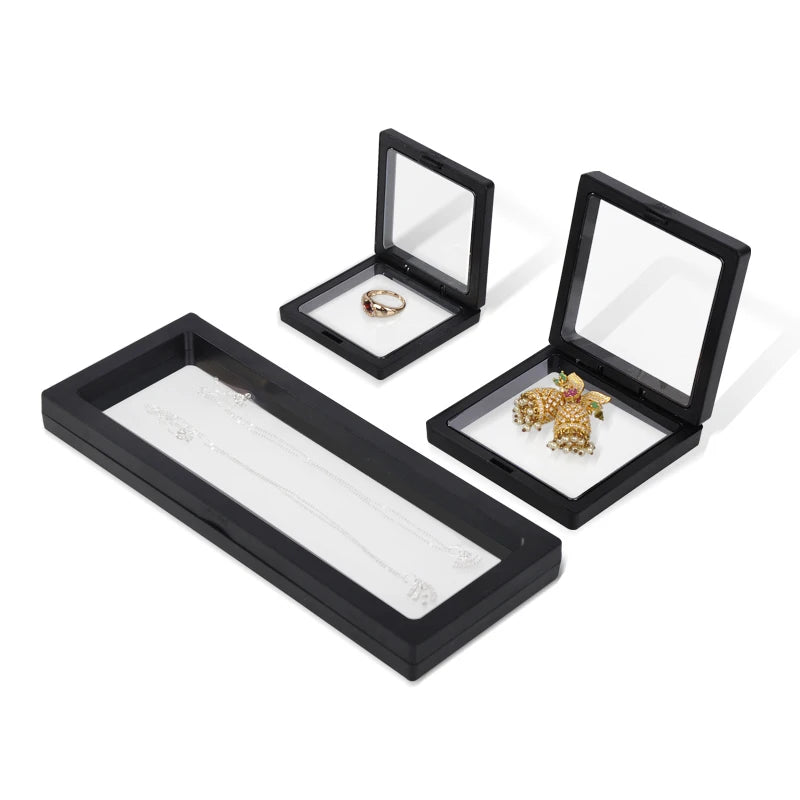 Bracelet Packaging Box 3D Pe Film Gemstone Membrane Display Holder Earring Ring Storage Case Jewelry Stand Floating Frame