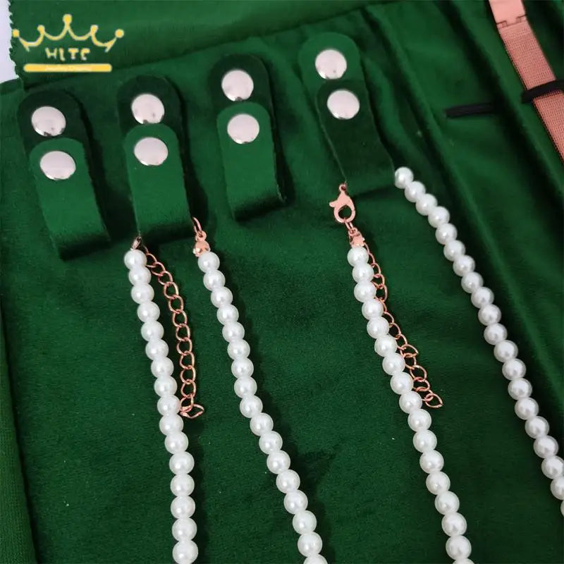 Dark Green Jewelry Velvet Bag Exhibitor Set Jewelry Storage Case Wrist Watch Necklace Display Holder Rings Pendants Packaging