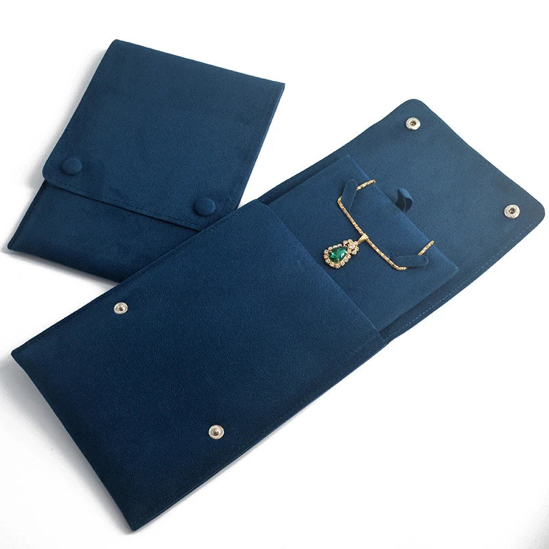 New High-End Microfiber Jewelry Necklace Bag Pearl Storage Bag Portable Jewelry Roll Pendant Bag Snap Bag