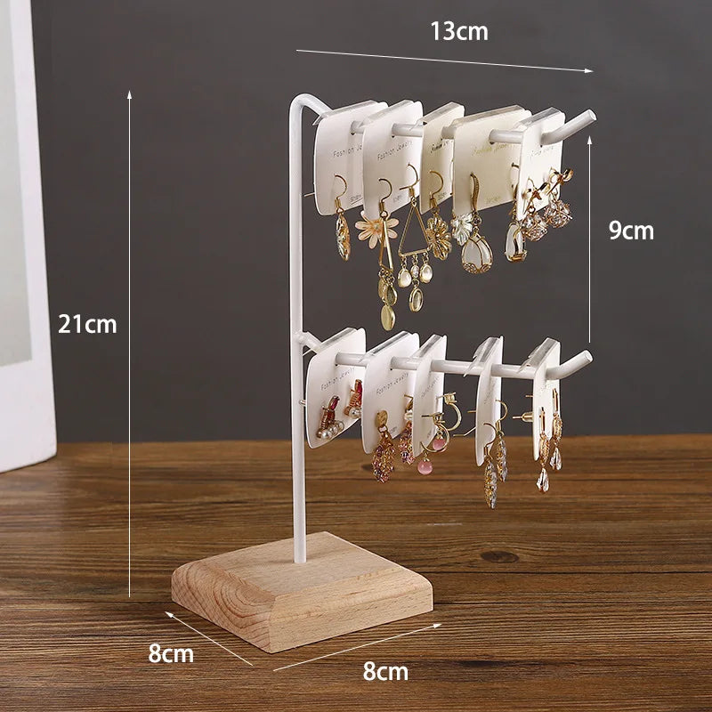 Bracelet Earring Display Holder with Wood Base Earrings Cardboard Storage Rack Jewelry Organizer Key Chain Bracelet Fram