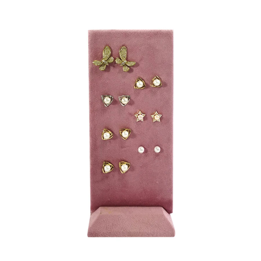 Pink Velvet Jewelry Organizer Trays Earrings Rings Holder Stud Ear Watch Bangle Storage Tray Jewelry Counter Jewelry Display