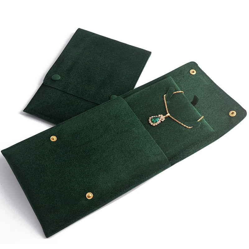 New High-End Microfiber Jewelry Necklace Bag Pearl Storage Bag Portable Jewelry Roll Pendant Bag Snap Bag