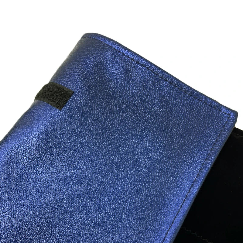 Navy Blue Leather Jewelry Roll Bag Portable Carring Case Organizer Multi Functional Necklace Pendant Storage Box