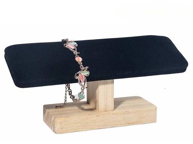 Jewelry Bracelet Display Stand Vertical T Bar Tower Organizer for Hair Band Wood Home Organization Scrunchies Desktop Showcase