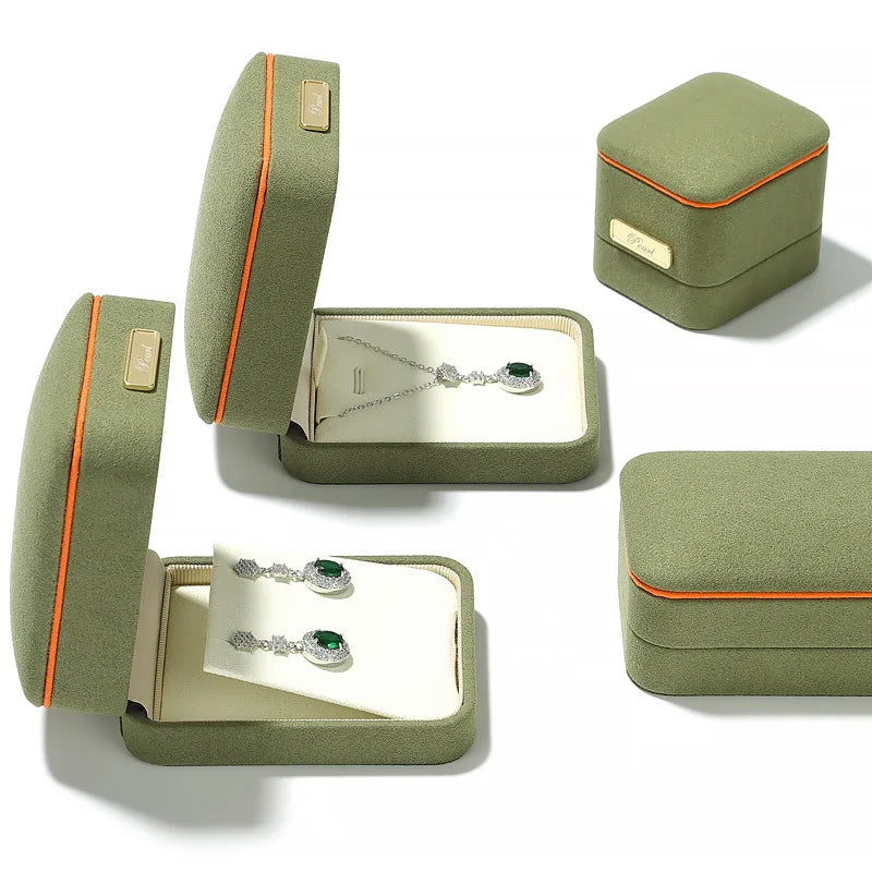 New High-End Dark Green Jewelry Packaging Box Necklace Earrings Storage Holder Wedding Party Ring Gift Boxes