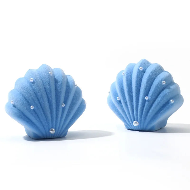 Blue Shell Shaped Jewelry Box Small Ear Stud Holder Pearl Earrings Rings Organizer Case Beautiful Small Gift Packaging Boxes
