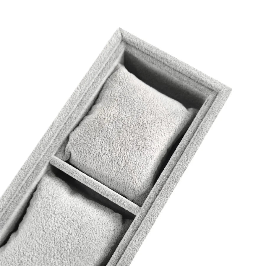 4 Grids Watch Bracelet Organizer Tray with Mini Pillows Jewelry Storage Plate Chain Watch Display Holder Tray Decorative
