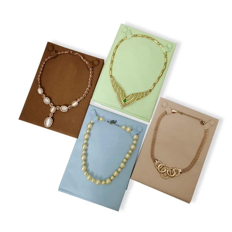 Microfiber Jewelry Display Pouch Pearl Neckalce Organizer Chain Storage Bag for Exhibition Green Blue Brown Available