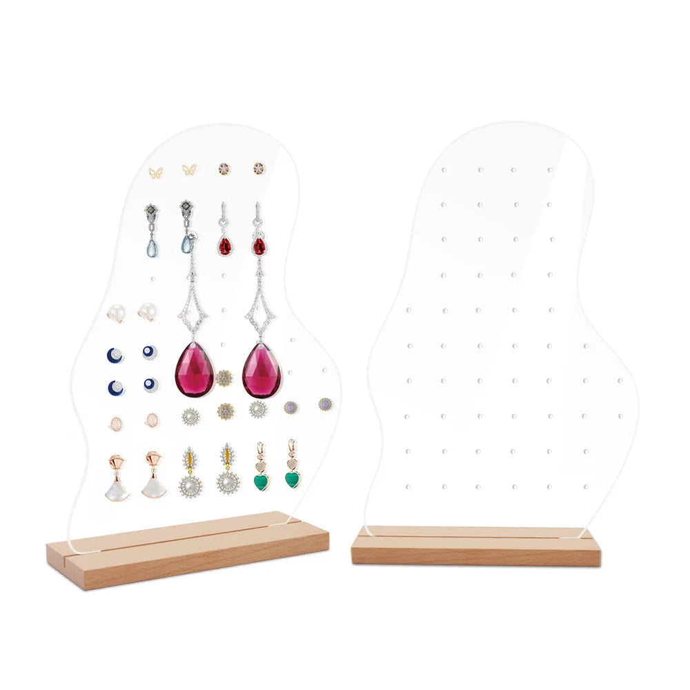 Acrylic Earrings Organizer Ear Studs Display Rack Arch Show with Wooden Bases Personal Dressing Table Jewelry Storage Rack