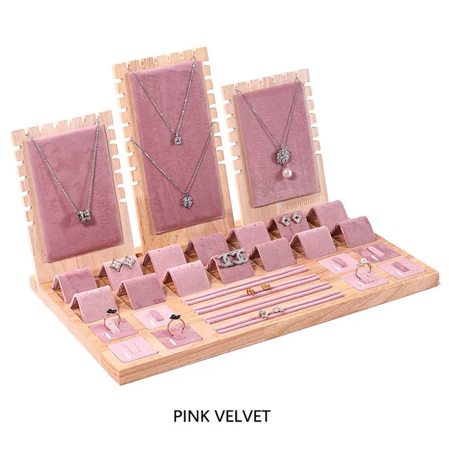 Solid wood necklace stand fashionable jewelry display stand pendant bracket jewelry display prop set
