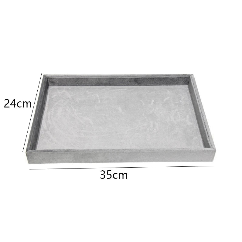 Dark Gray Velvet Tray for Jewelry Ring Bracelet Necklace Storage Organizer Earrings Pendant Holder Jewelry Packaging Trays
