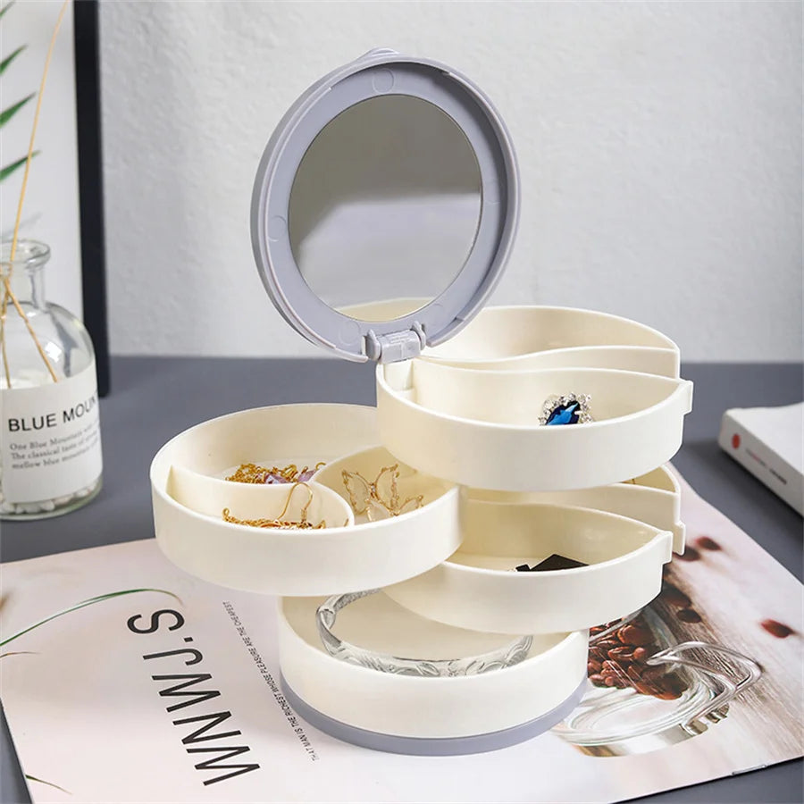4-Layer Rotating Jewelry Storage Box Necklace Earrings Ring Organizer Holder Multi-Layer Plastic Small Items Packaging Box