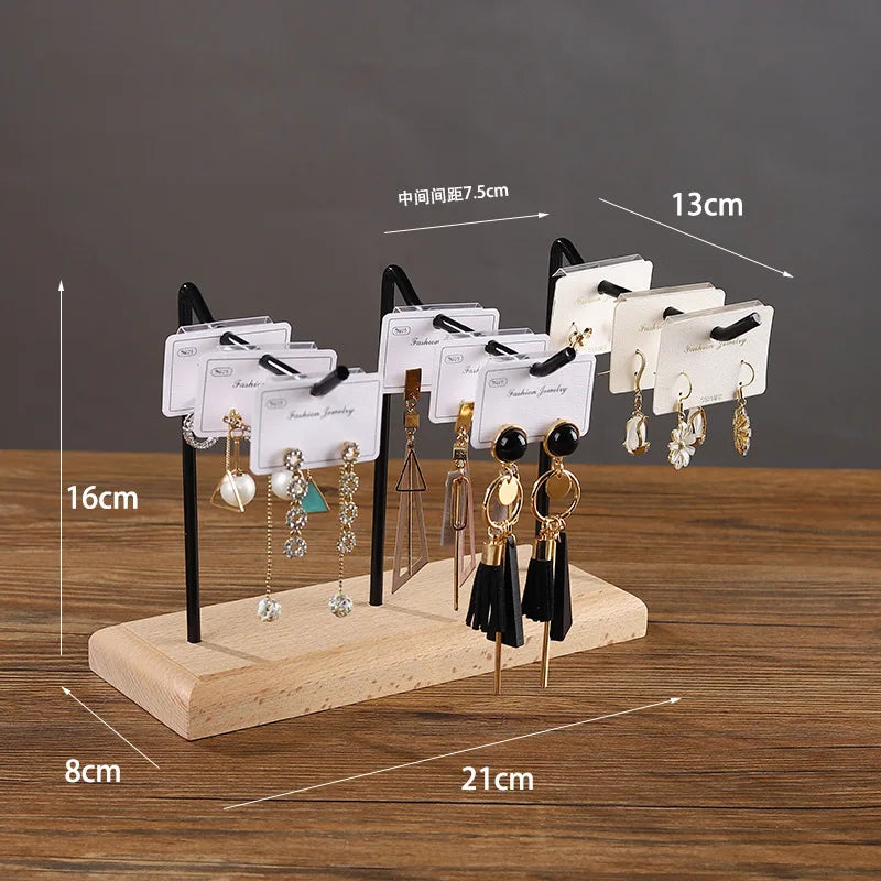 Bracelet Earring Display Holder with Wood Base Earrings Cardboard Storage Rack Jewelry Organizer Key Chain Bracelet Fram
