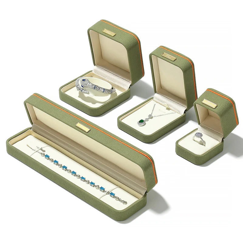 New High-End Dark Green Jewelry Packaging Box Necklace Earrings Storage Holder Wedding Party Ring Gift Boxes