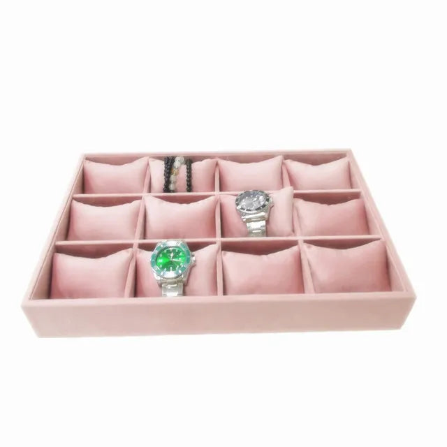 Jewelry Organizer Earring Necklace Display Stand Quality Pink Velvet Ring Tray Pendant Storage Plate Watch Bracelet Holder