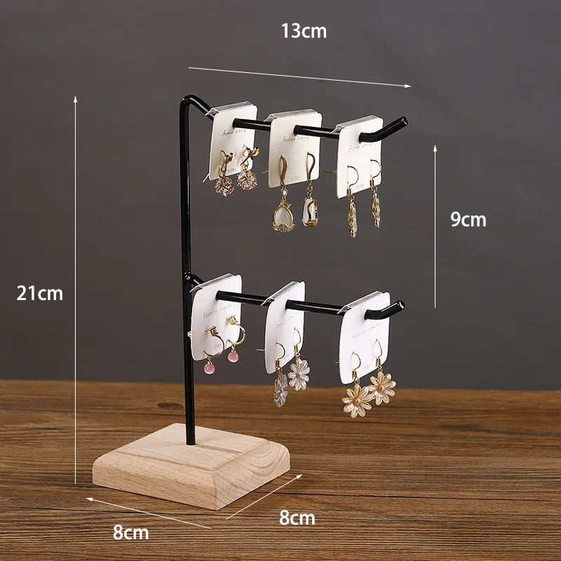 Bracelet Earring Display Holder with Wood Base Earrings Cardboard Storage Rack Jewelry Organizer Key Chain Bracelet Fram