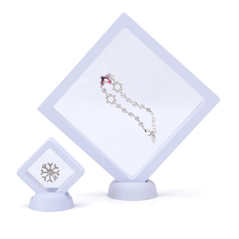 Bracelet Packaging Box 3D Pe Film Gemstone Membrane Display Holder Earring Ring Storage Case Jewelry Stand Floating Frame