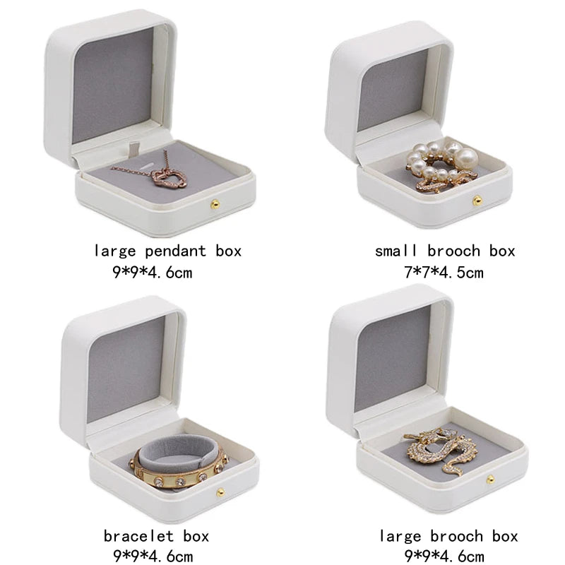 High Quality Pu Leather Jewelry Packaging Gift Box Proposal Ring Box Brooch Earring Display Box Necklace Collection Box