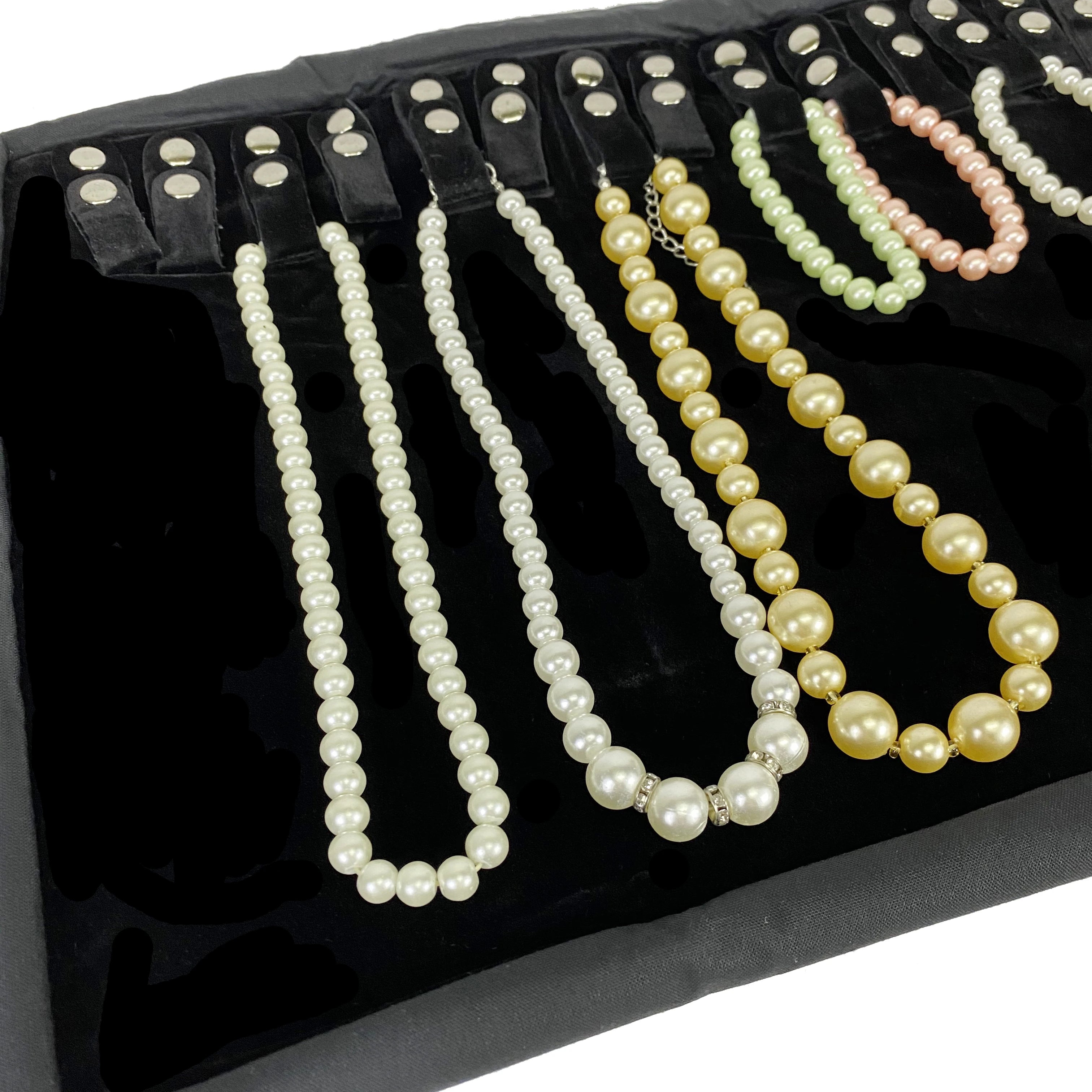 Navy Blue Leather Jewelry Roll Bag Portable Carring Case Organizer Multi Functional Necklace Pendant Storage Box