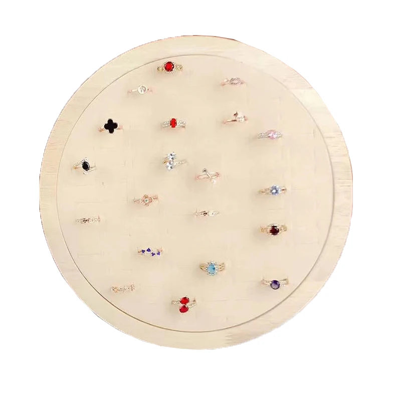 Wood Round Earrings Ring Display Tray for Jewelry Store 92 Solts Ring Storage Plat Personal Jewelry Holder Organizer