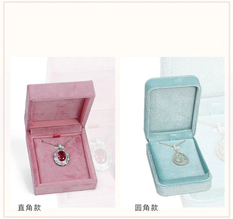 New Velvet Boxes for Ring and Necklace Jewelry Packaging Box Weeding Ring Case Pendant Necklace Holder Valentine's Day Gift Box