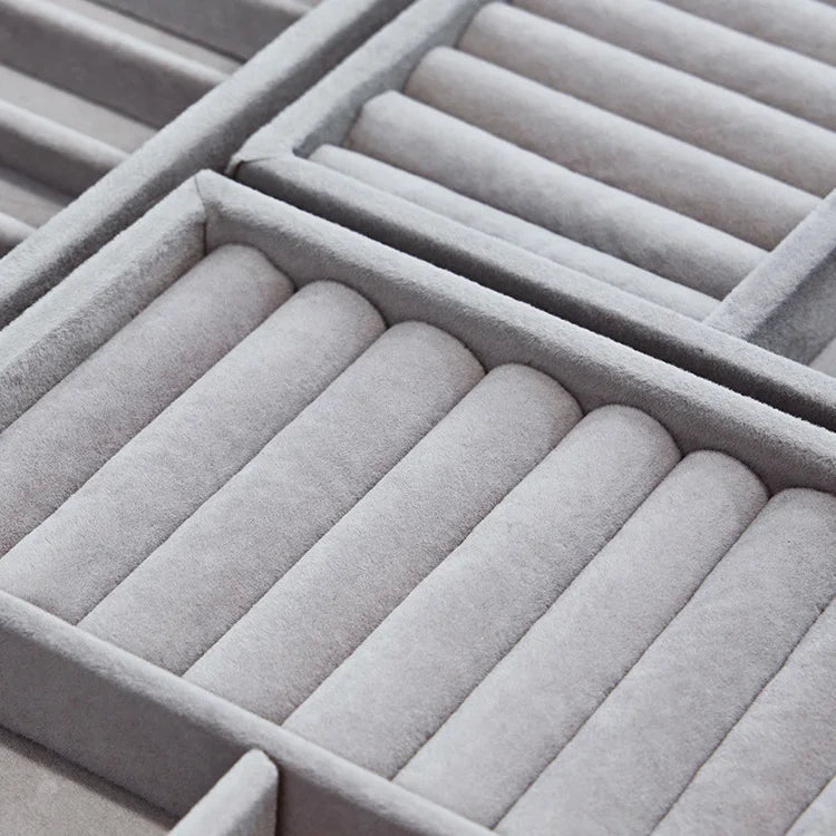 Dressing Table Drawer Storage Tray Hair Clip Lipstick Jewelry Collection Plate Gray Fabric Necklace Pendant Rings Holder