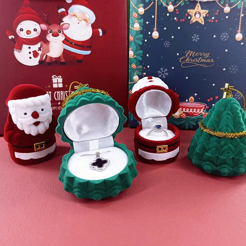 Christmas Gift Packaging Box Paper Jewelry Bag with Raffia Filler Wedding Party Necklace Ring Earring Small Accessory Gift Box