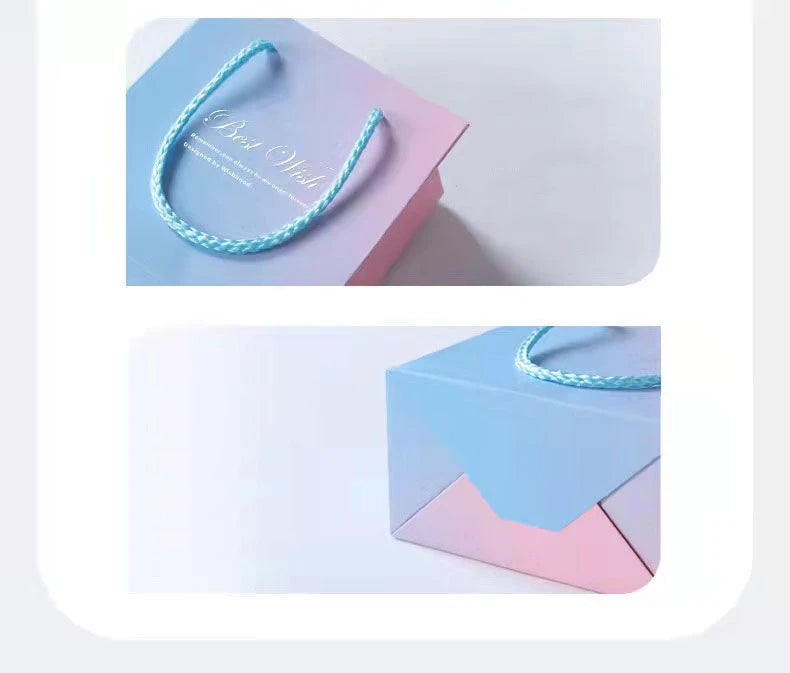 Pink Blue Jewelry Boxes Ring Earrings Gift Box Jewelry Organizers Gradient Storage Case Necklace Bracelet Packing Box Tote Bag