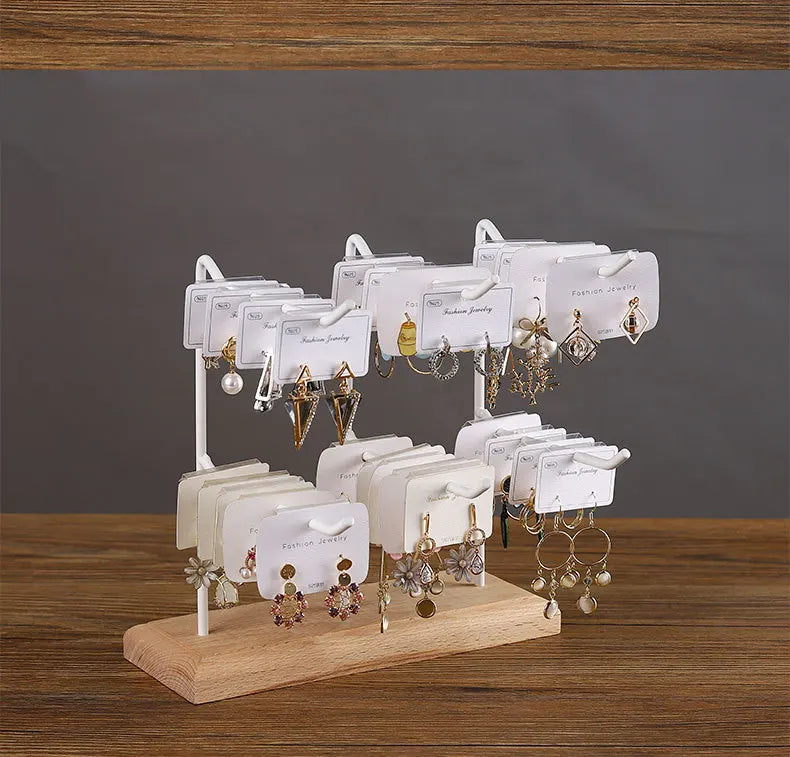 Bracelet Earring Display Holder with Wood Base Earrings Cardboard Storage Rack Jewelry Organizer Key Chain Bracelet Fram