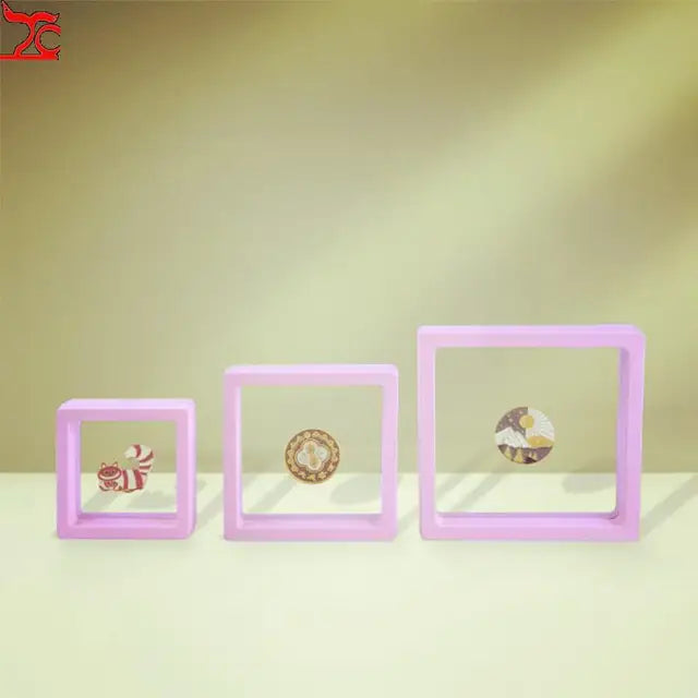 10Pcs 3D Floating Picture Frame Shadow Box Jewelry Display Stand Ring Pendant Holder Protect Jewellery Stone Presentation Case