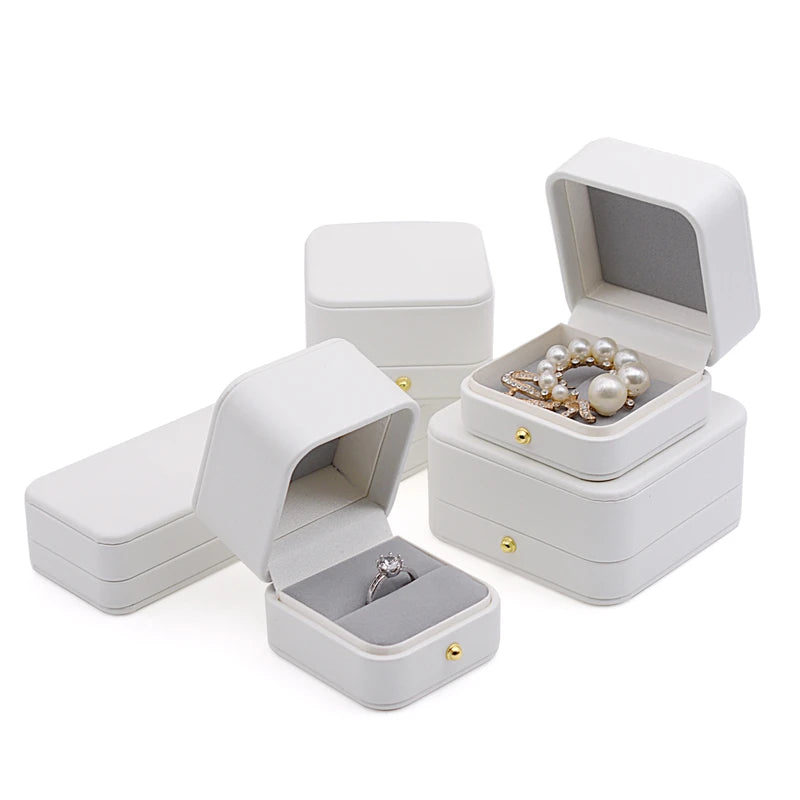 High Quality Pu Leather Jewelry Packaging Gift Box Proposal Ring Box Brooch Earring Display Box Necklace Collection Box