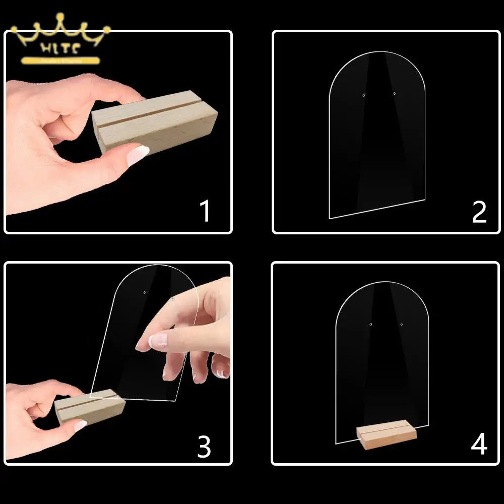 Acrylic Earrings Organizer Ear Studs Display Rack Arch Show with Wooden Bases Personal Dressing Table Jewelry Storage Rack