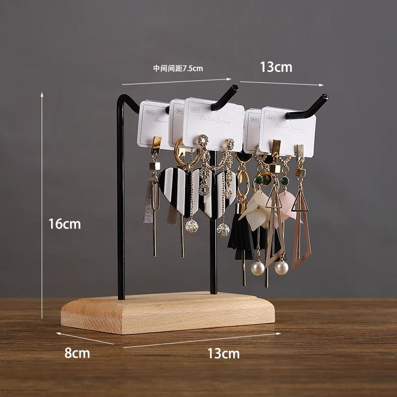 Bracelet Earring Display Holder with Wood Base Earrings Cardboard Storage Rack Jewelry Organizer Key Chain Bracelet Fram