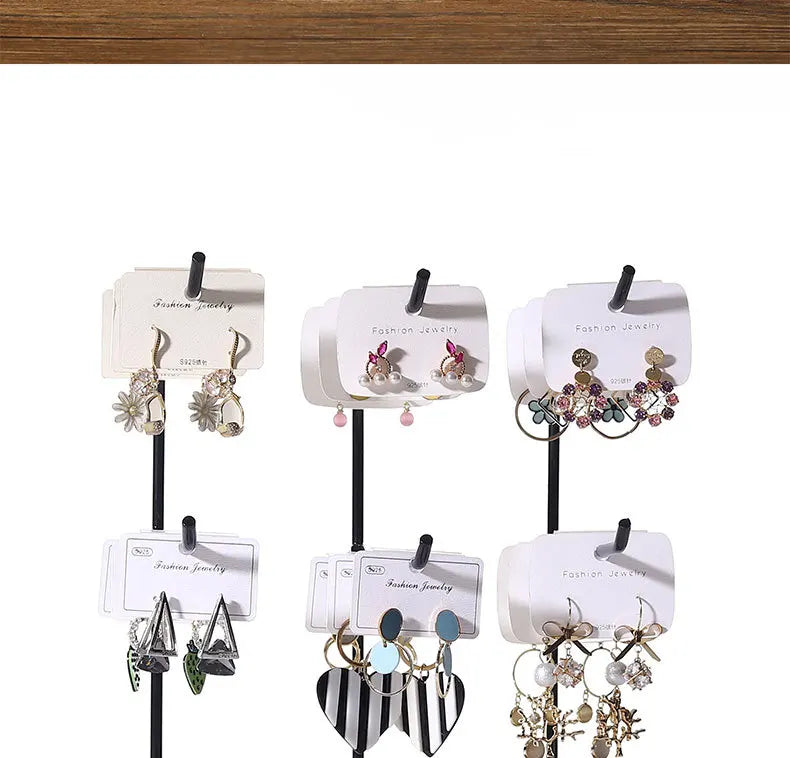 Bracelet Earring Display Holder with Wood Base Earrings Cardboard Storage Rack Jewelry Organizer Key Chain Bracelet Fram