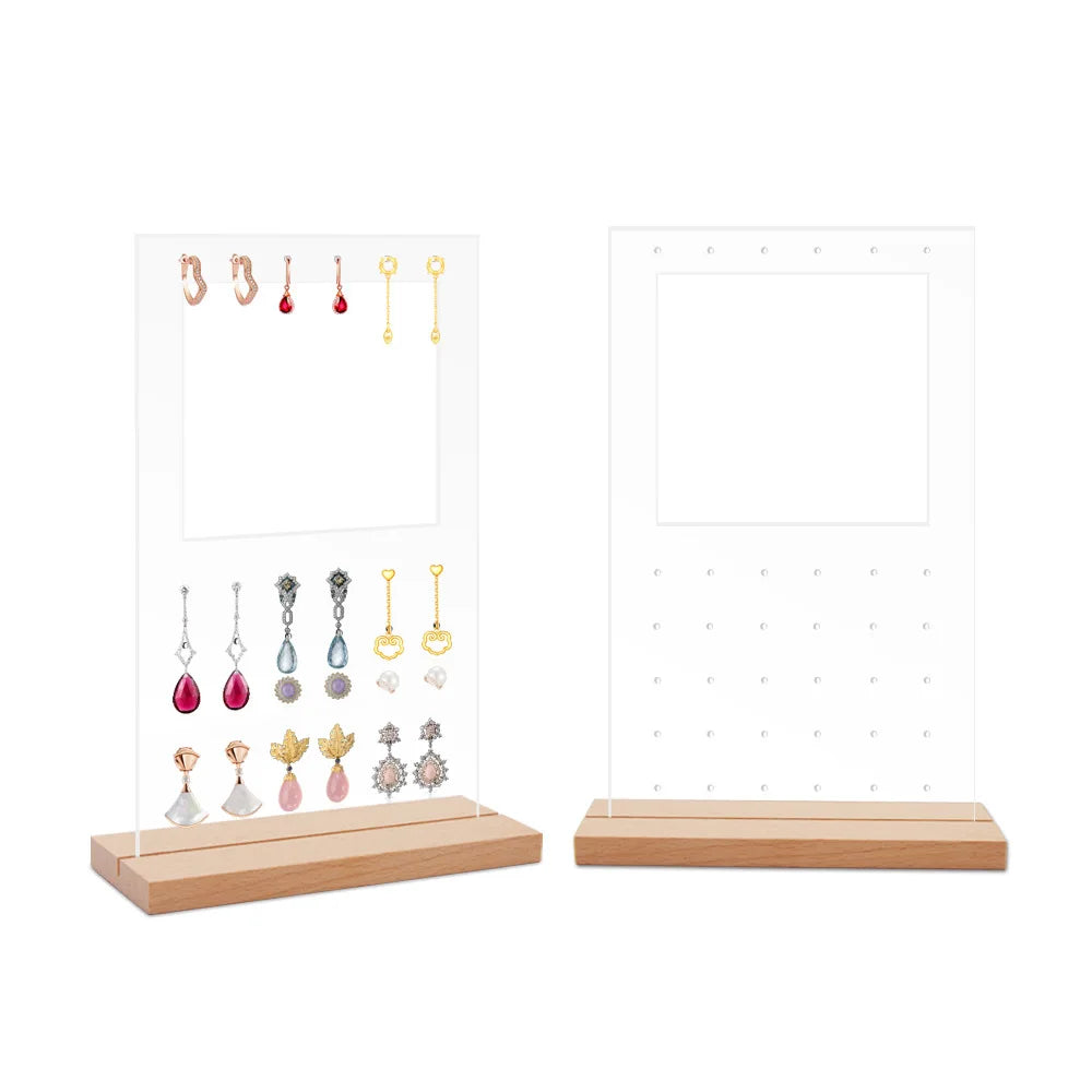 Acrylic Earrings Organizer Ear Studs Display Rack Arch Show with Wooden Bases Personal Dressing Table Jewelry Storage Rack