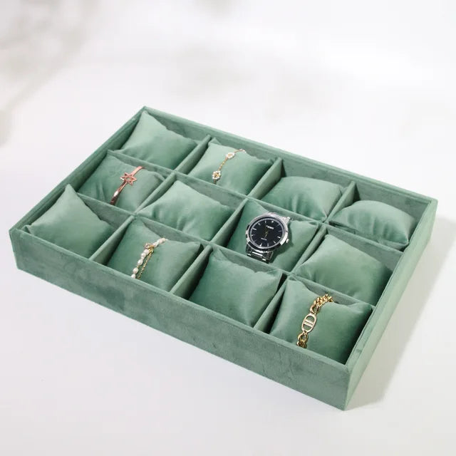 Metal Jewelry Exhibitor Tray Green Velvet Jewelry Display Rack Counter Display Library Jewelry Exhibitors Storage Of Jewelry