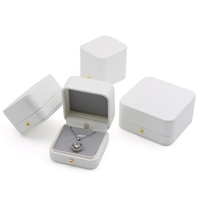 High Quality Pu Leather Jewelry Packaging Gift Box Proposal Ring Box Brooch Earring Display Box Necklace Collection Box