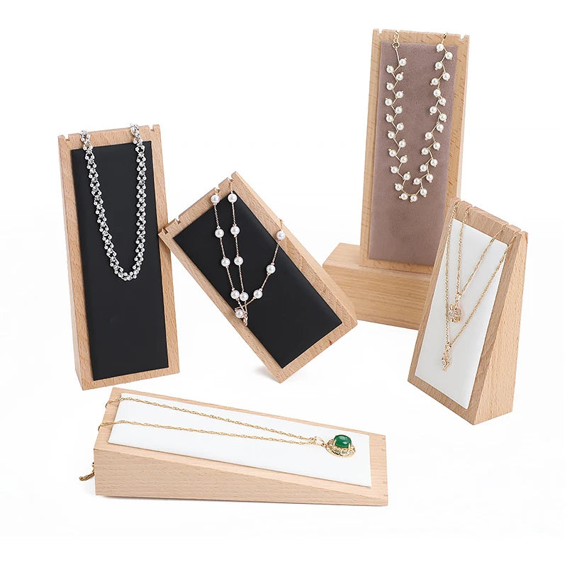 Necklace Organizer Props Wood Jewelry Display Storage Vertical Earring Necklace Hanging Rack for Jewelry Counter 1Pcs