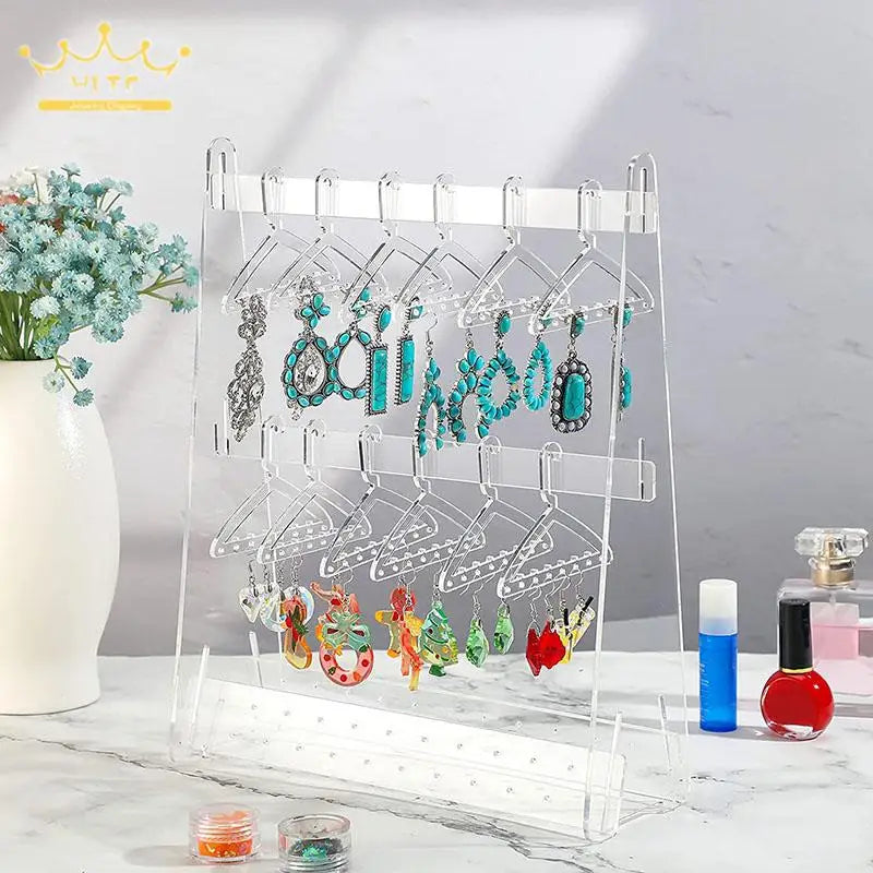 Rainbow Acrylic Frame Jewelry Storage Organizer Earring Holder with Mini Hanger Dresser Jewelry Colllection Rack
