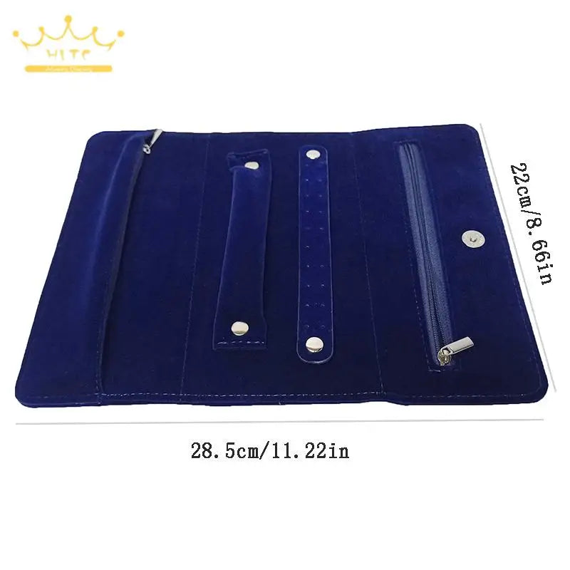 Portable Roll-up Jewelry Roll Storage Bag Folding Travel Earrings Necklaces Bracelets Rings Container Storage