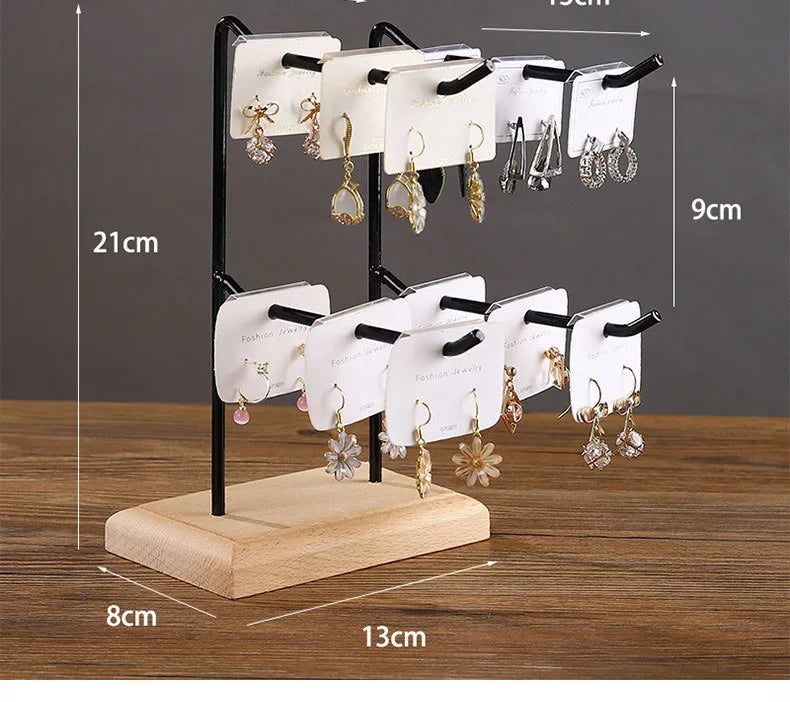 Bracelet Earring Display Holder with Wood Base Earrings Cardboard Storage Rack Jewelry Organizer Key Chain Bracelet Fram