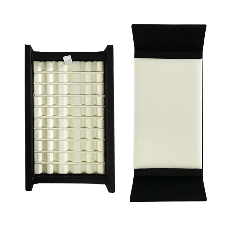 Jewelry Gem Stone Display Holder Loose Diamond Storage Case V Groove Jar Gemstone Size Selecting Tray White Leather