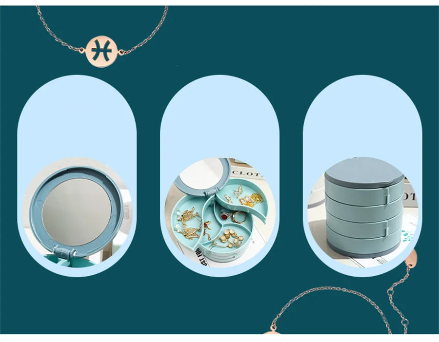 4-Layer Rotating Jewelry Storage Box Necklace Earrings Ring Organizer Holder Multi-Layer Plastic Small Items Packaging Box