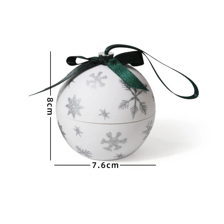 Christmas Ball Shaped Jewelry Box with Snowflake Pattern Surprise Gift Packaging Box Propose Ring Pendant Storage Hoder