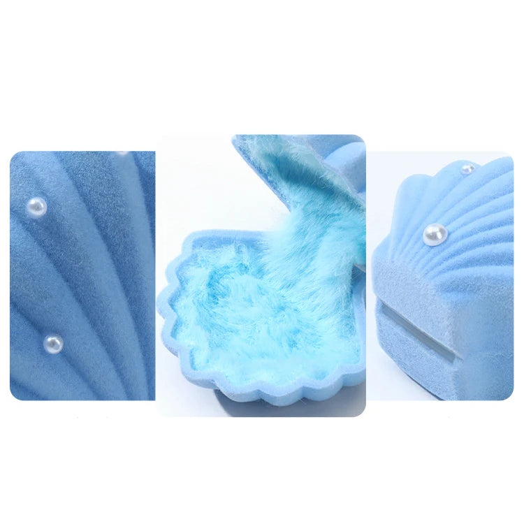 Blue Shell Shaped Jewelry Box Small Ear Stud Holder Pearl Earrings Rings Organizer Case Beautiful Small Gift Packaging Boxes